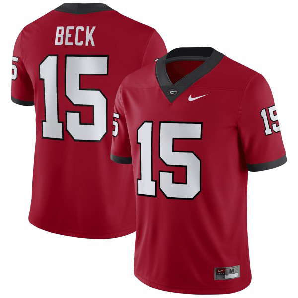 Men's #15 Carson Beck Georgia Bulldogs College Football For Jersey - Red